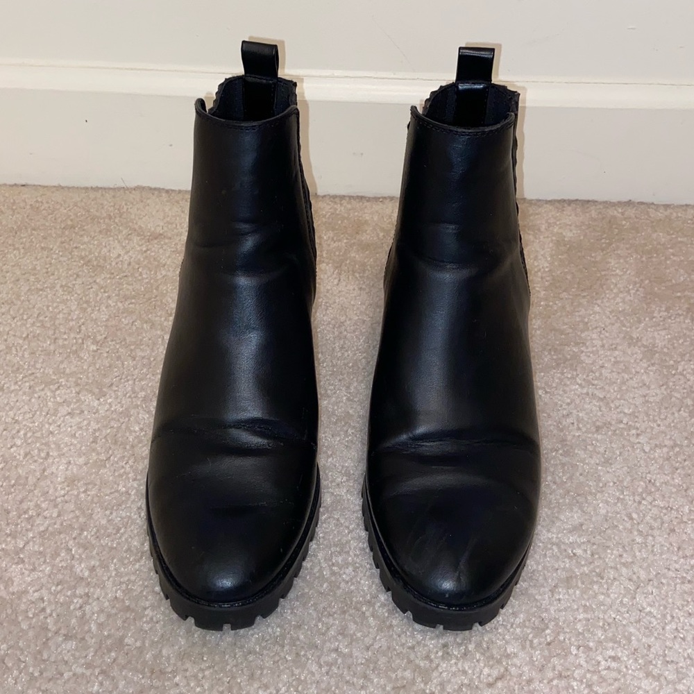 Zara Basic Collection Black Leather Heel Booties - image 3